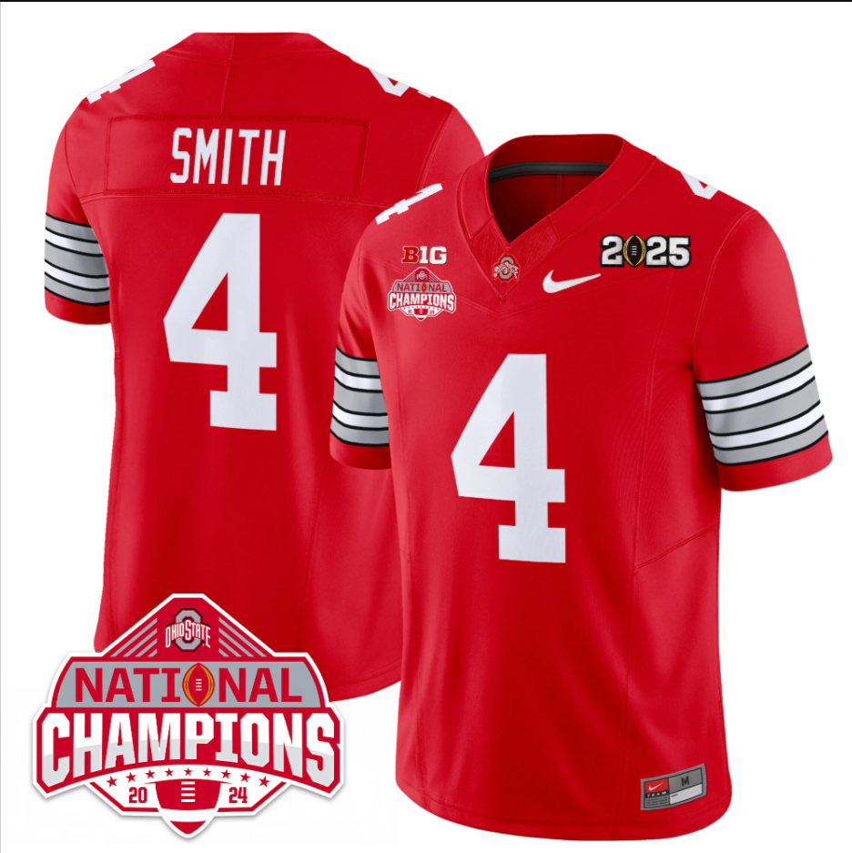 Jeremiah Smith Jersey #4 Ohio State 2025 CFP Patch National Champions
