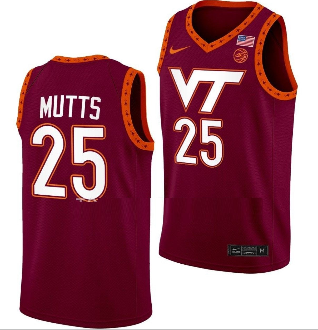 Justyn Mutts Jersey Virginia Tech Hokies College Basketball Swingman Maroon #25