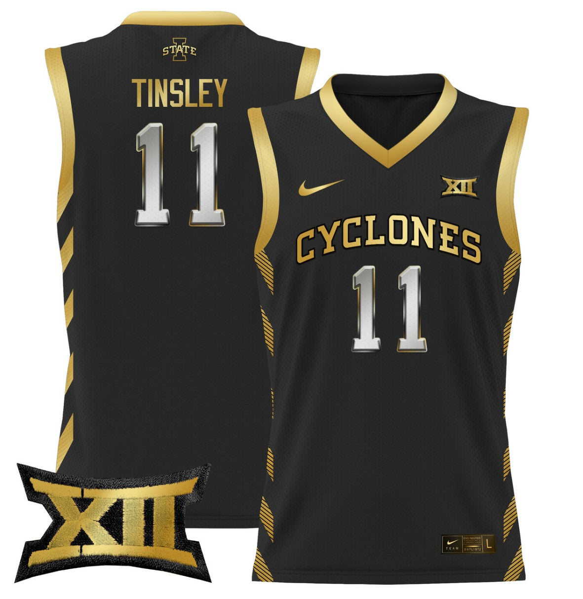 Jamaal Tinsley Jersey #11 Iowa State 2024 Lightweight Basketball Black Gold