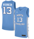 Jalen Washington Jersey #13 North Carolina Tar Heels Basketball Blue