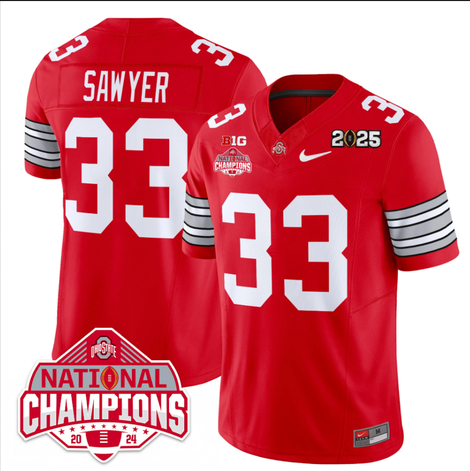 Jack Sawyer Jersey #33 Ohio State 2025 CFP Patch National Champions
