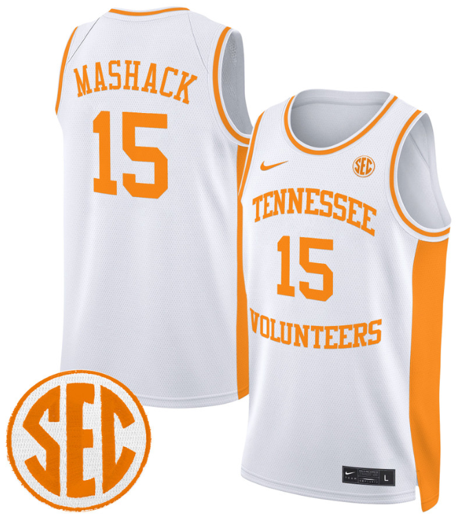 Jahmai Mashack Jersey #15 Tennessee Vols 2024 Swingman Basketball White