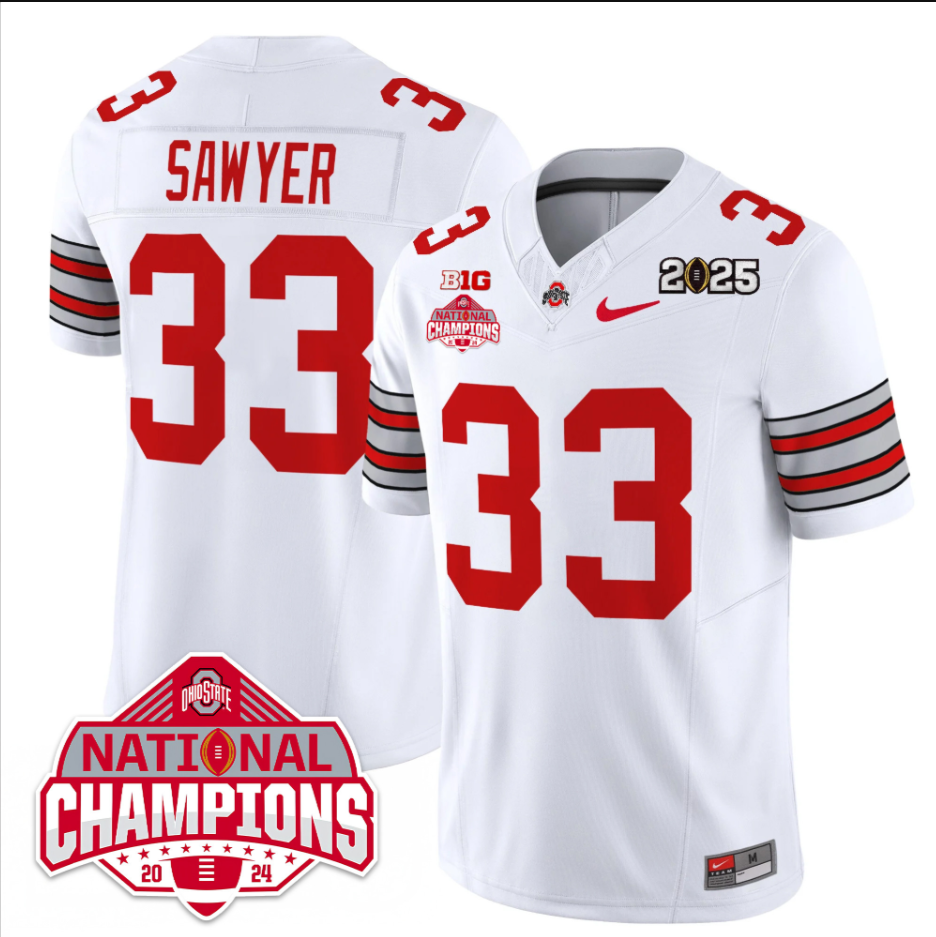 Jack Sawyer Jersey #33 Ohio State 2025 CFP Patch National Champions