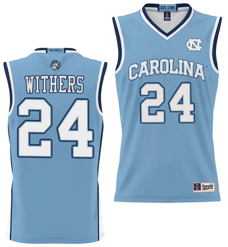 Jae'Lyn Withers Jersey #24 UNC Tar Heels College NIL Basketball Lightweight