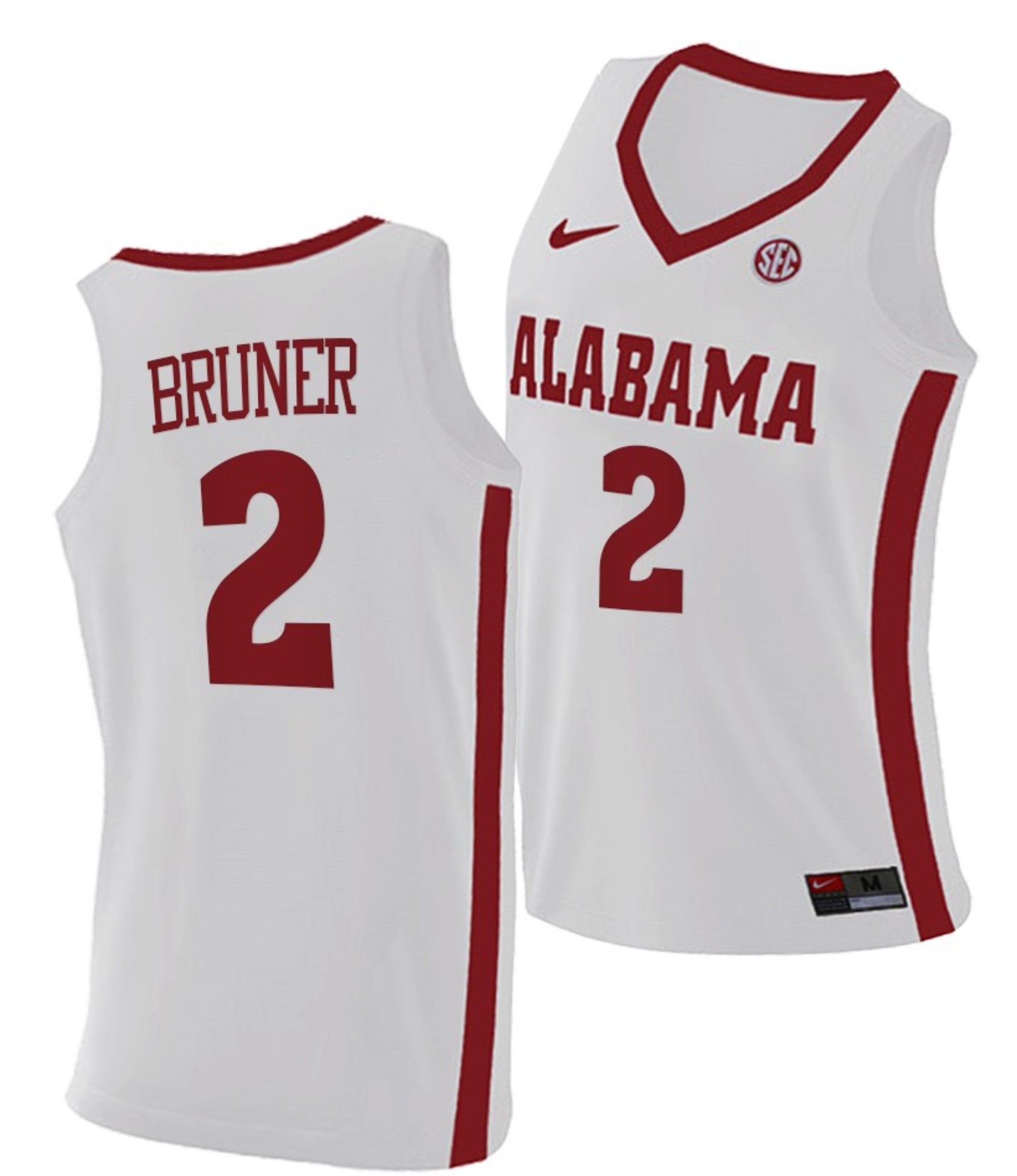 Jordan Bruner Jersey Alabama Crimson Tide College Basketball Replica White #2