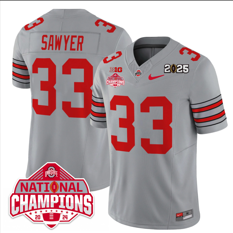 Jack Sawyer Jersey #33 Ohio State 2025 CFP Patch National Champions