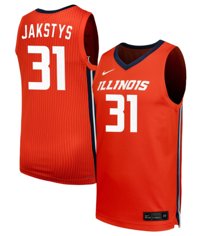 Jason Jakstys Jersey #31 Illinois Fighting Illini NIL Basketball Orange