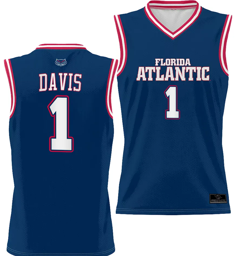 Johnell Davis Jersey #1 FAU Owls NIL Basketball Lightweight Red