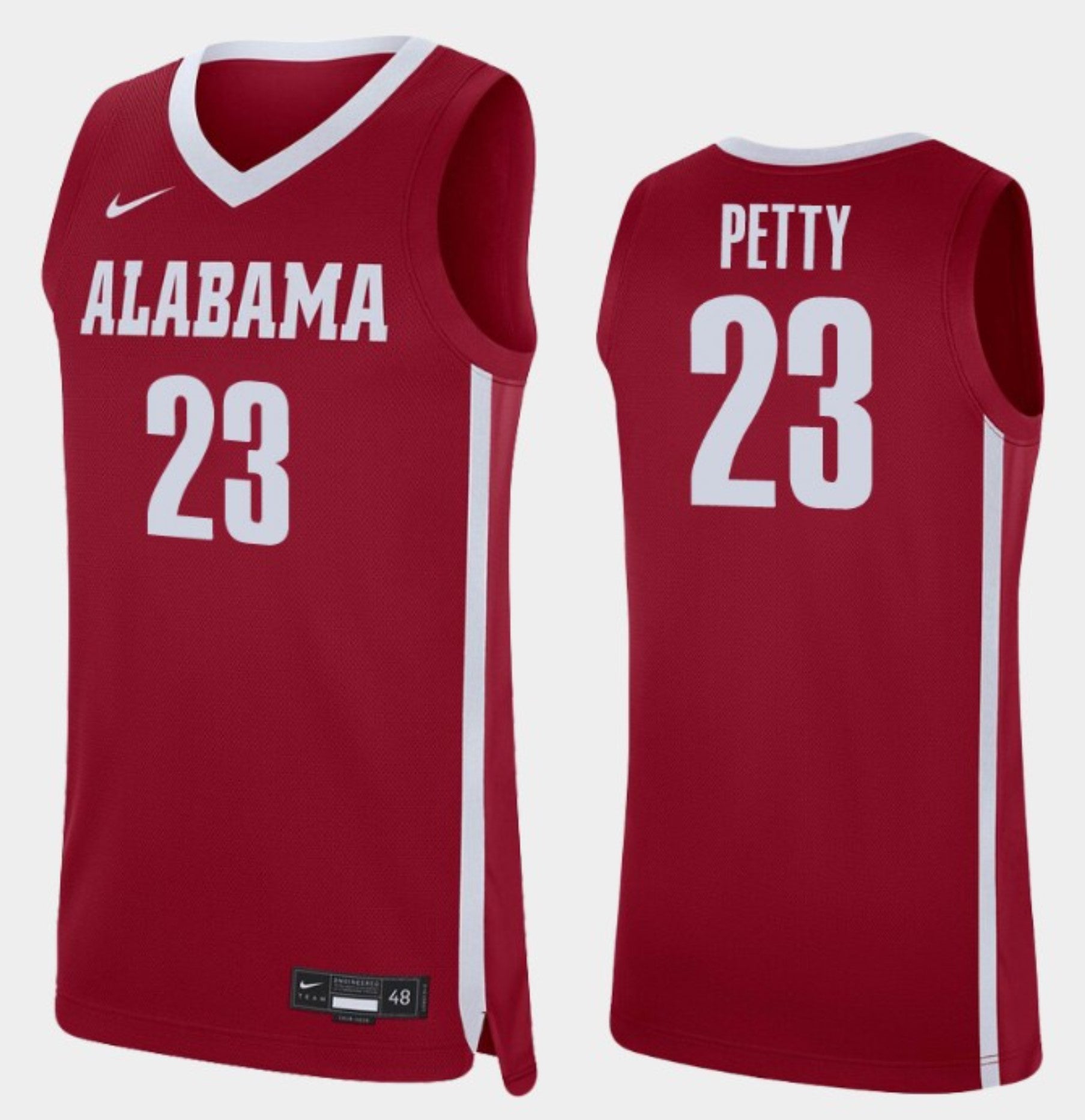 John Petty Jersey Alabama Crimson Tide College Basketball Replica Crimson #23