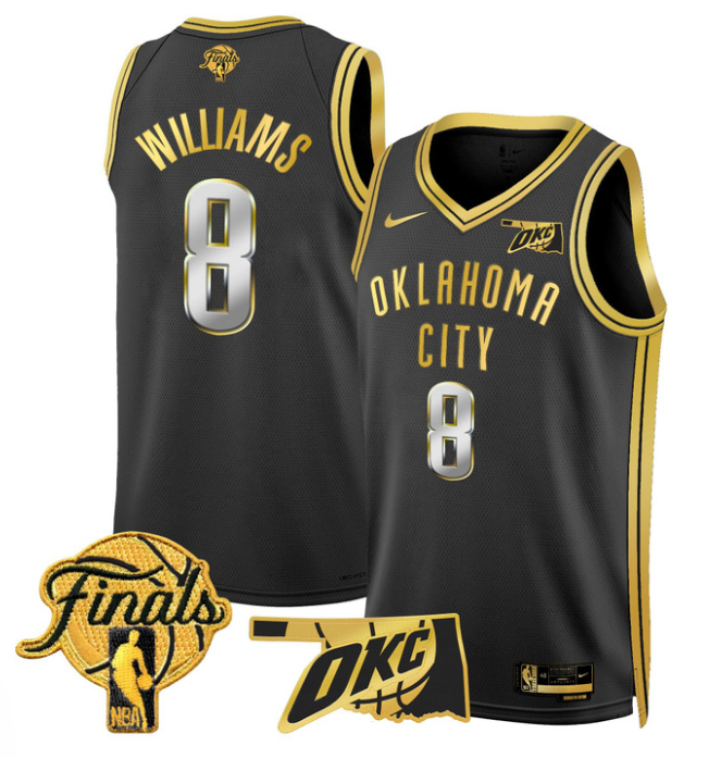 Jalen Williams Jersey # 8 Oklahoma City Thunder 2025 Finals Swingman Stitched Black Gold