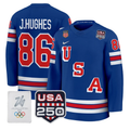 Jack Hughes Jersey #86 USA Olympic 250 Patch Premium Hockey 2026 Stitched