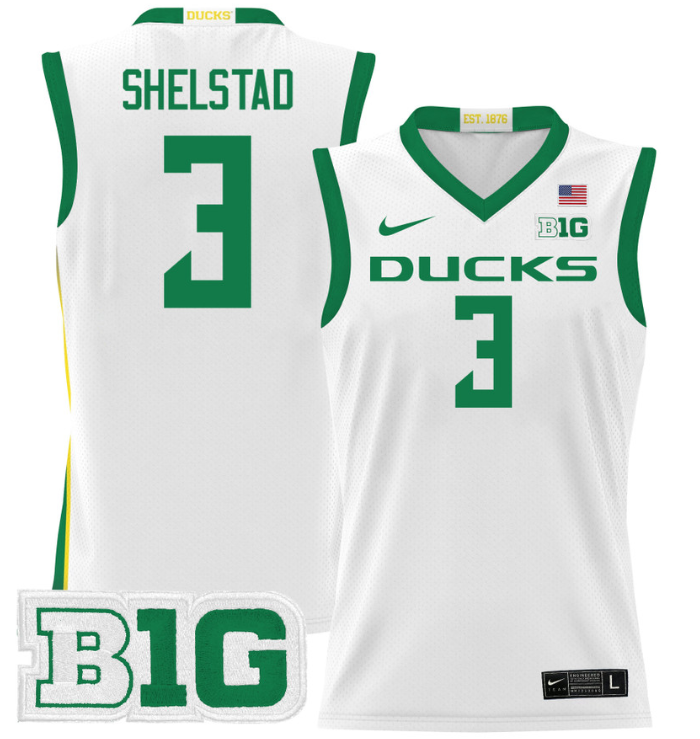 Jackson Shelstad Jersey #3 Oregon Ducks 2024 Lightweight Basketball White