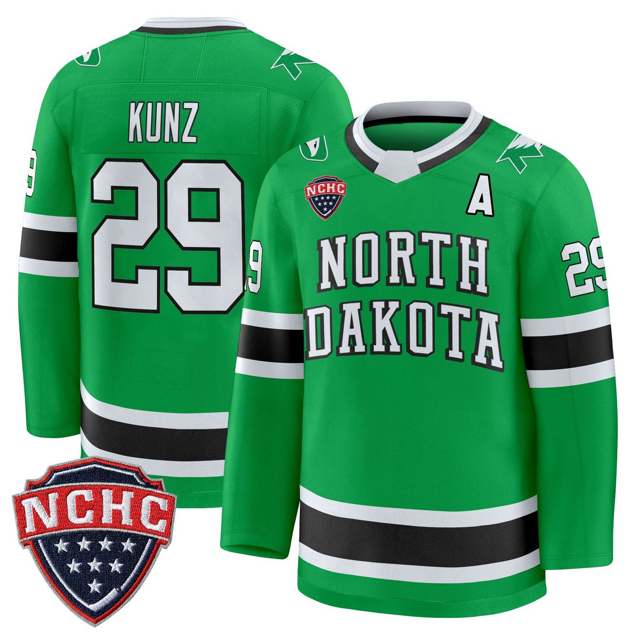 Jackson Kunz Jersey #29 North Dakota Fighting Hawks 2025-26 Stitched Black