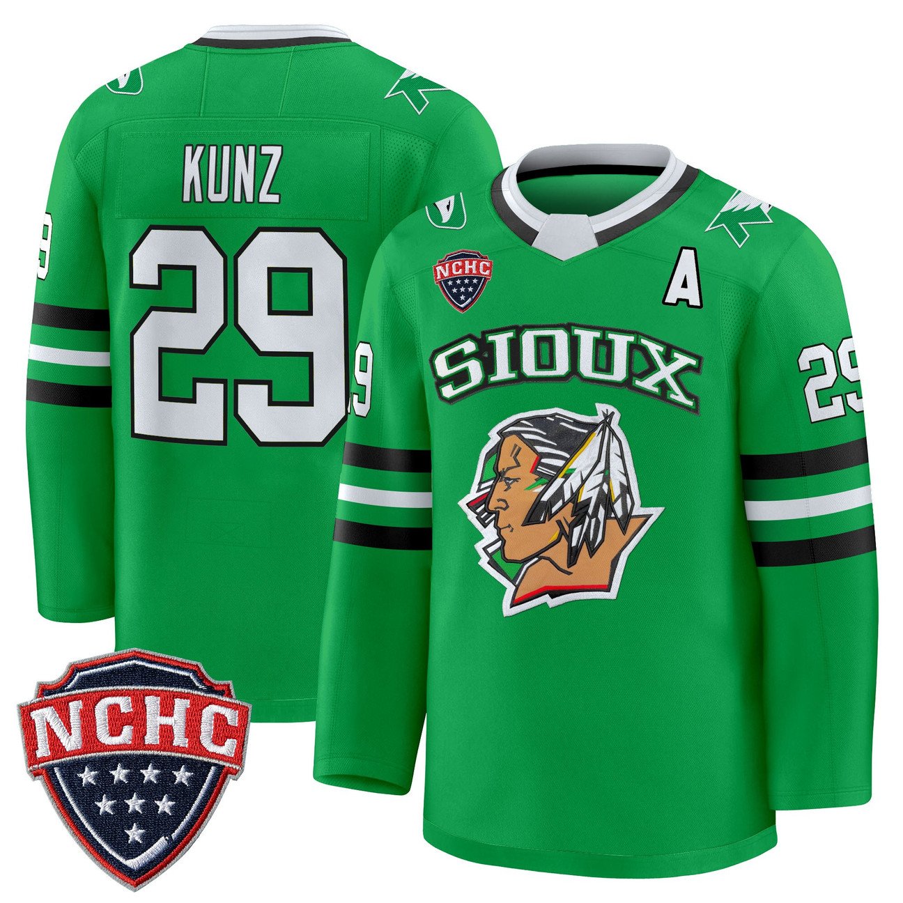 Jackson Kunz Jersey #29 North Dakota Fighting Hawks 2025-26 Stitched Black