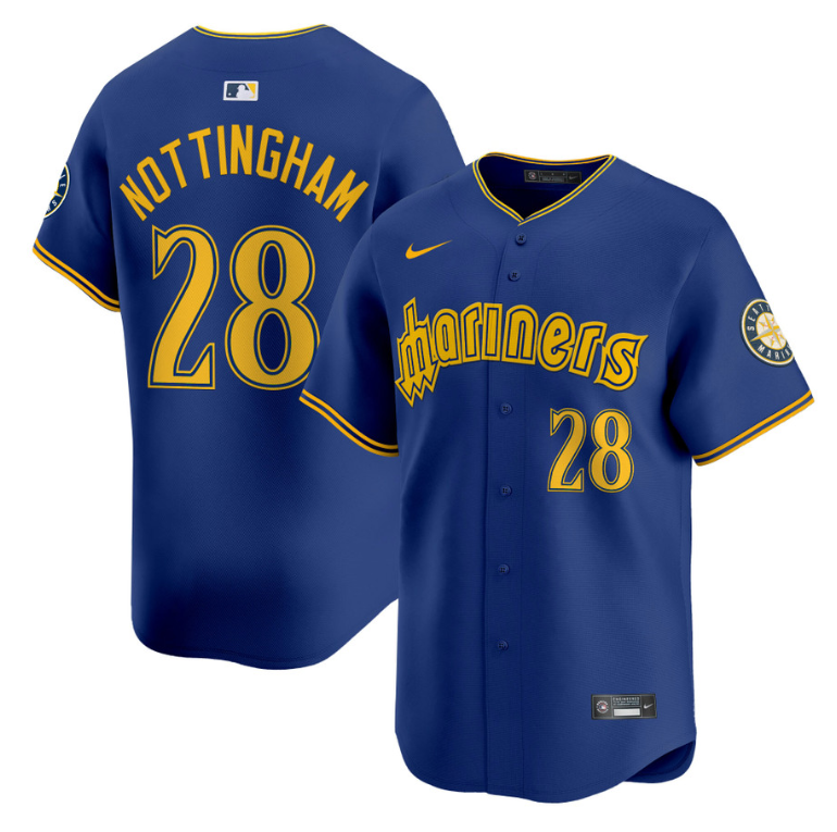 Jacob Nottingham Jersey #28 Seattle Mariners 2025 Vapor Premier Limited Stitched
