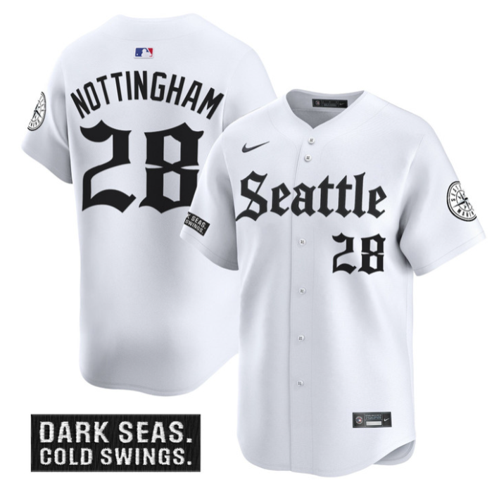 Jacob Nottingham Jersey #28 Seattle Mariners Deep Sea Gothic Edition Limited Stitched