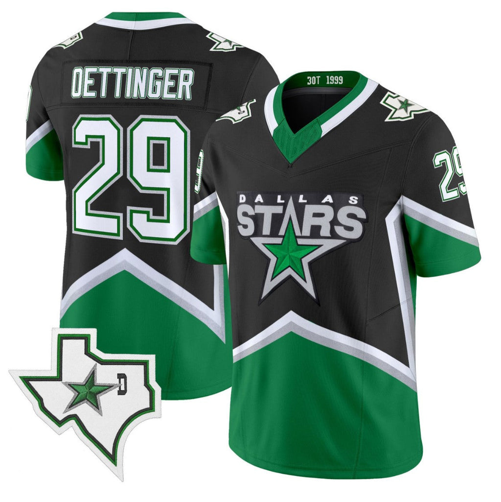 Jake Oettinger Jersey #29 Dallas Stars 99 Throwback Football Style Stitched