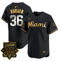 Jake Burger Jersey #36 Miami Marlins 30 Seasons Anniversary Patch Vapor Limited Stitched