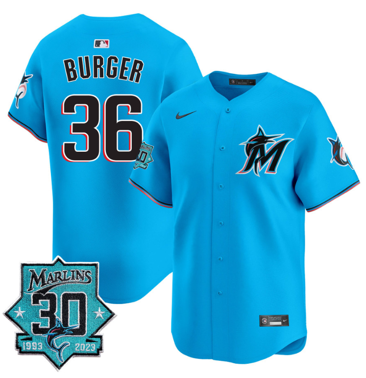 Jake Burger Jersey #36 Miami Marlins 30 Seasons Anniversary Patch Vapor Limited Stitched