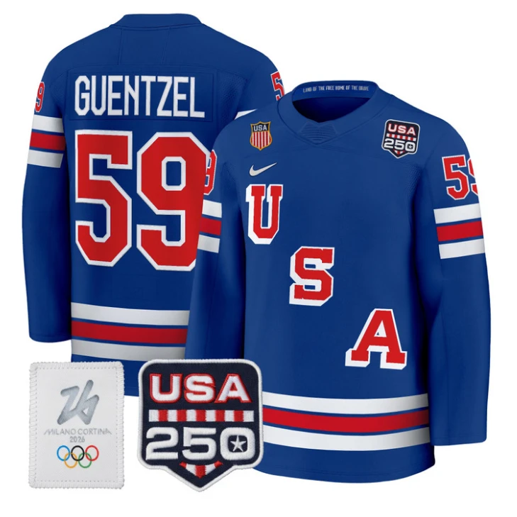 Jake Guentzel Jersey #59 USA Olympic 250 Patch Hockey 2026 Stitched