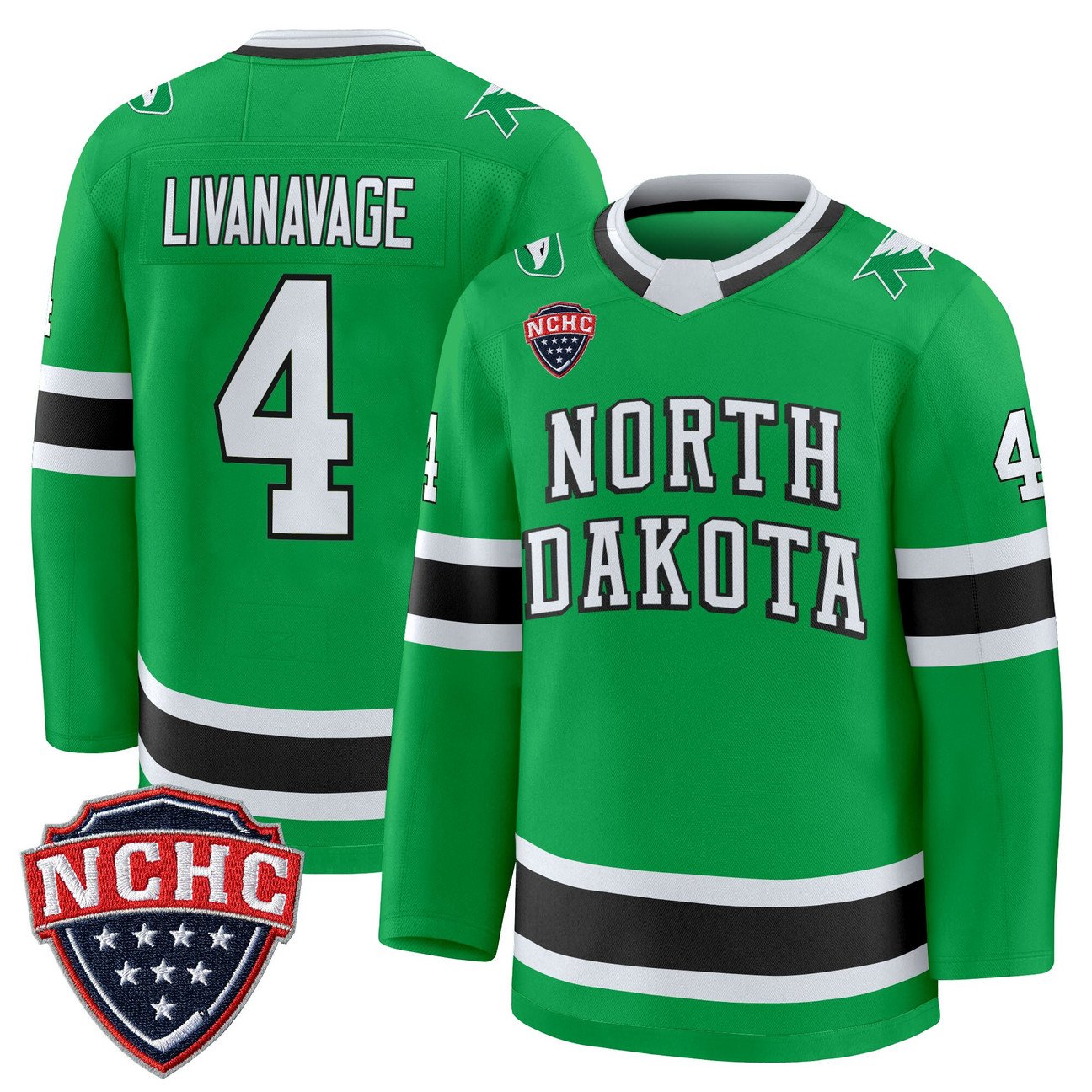 Jake Livanavage Jersey #4 North Dakota Fighting Hawks 2025-26 Stitched Black