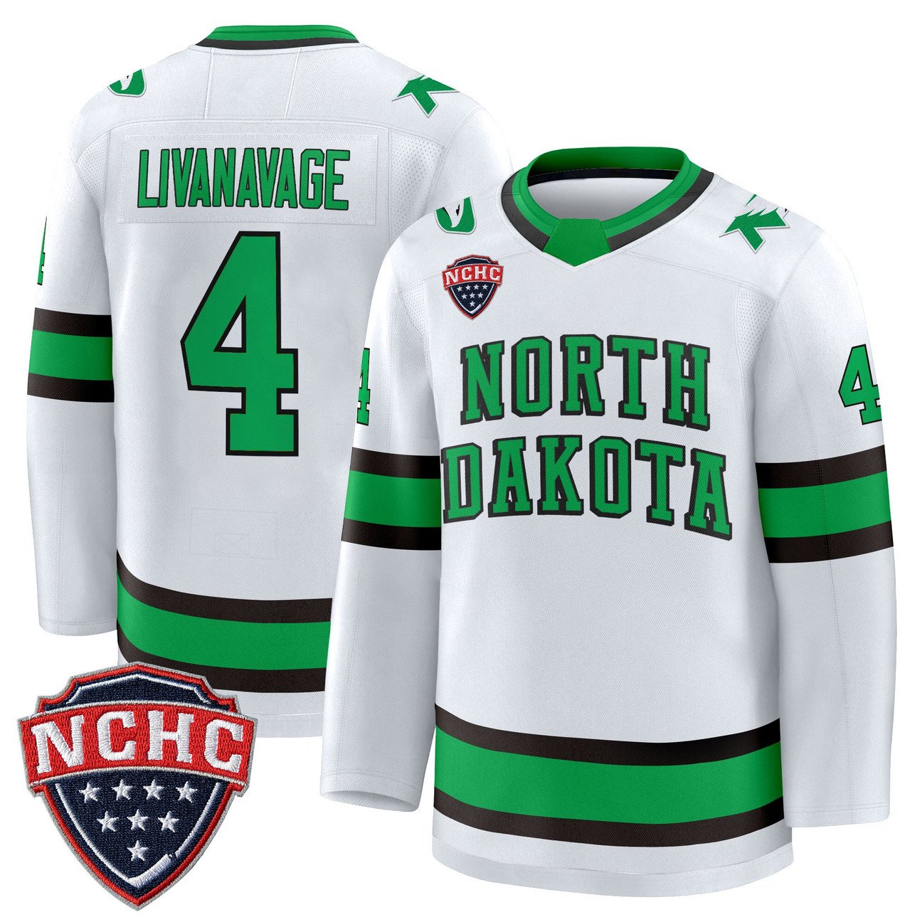 Jake Livanavage Jersey #4 North Dakota Fighting Hawks 2025-26 Stitched Black