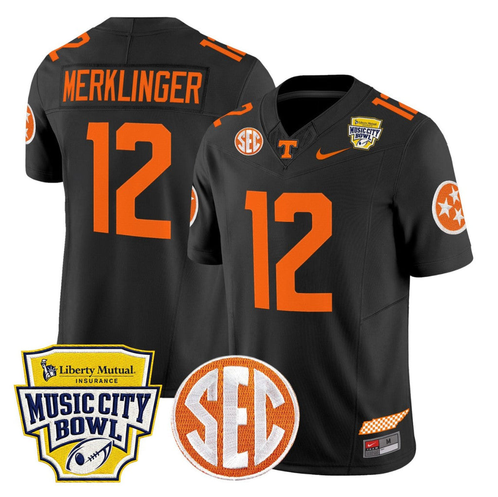 Jake Merklinger Jersey #12 Tennessee Vols 2025 Music City Bowl Limited Stitched