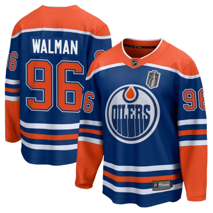 Jake Walman 96 Edmonton Oilers 2025 Stanley Cup Final Home Breakaway Men Jersey