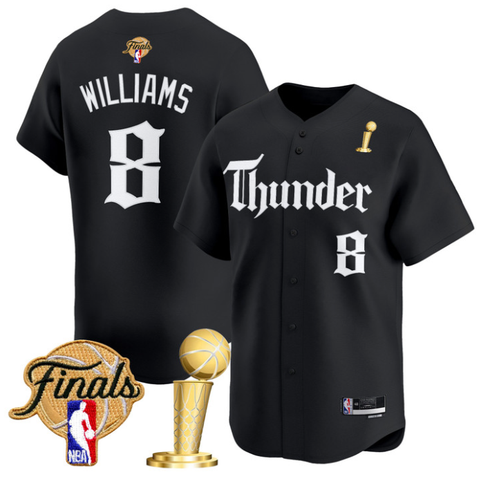 Jalen Williams Jersey #8 Oklahoma City Thunder Gothic Storm 2025 Champions