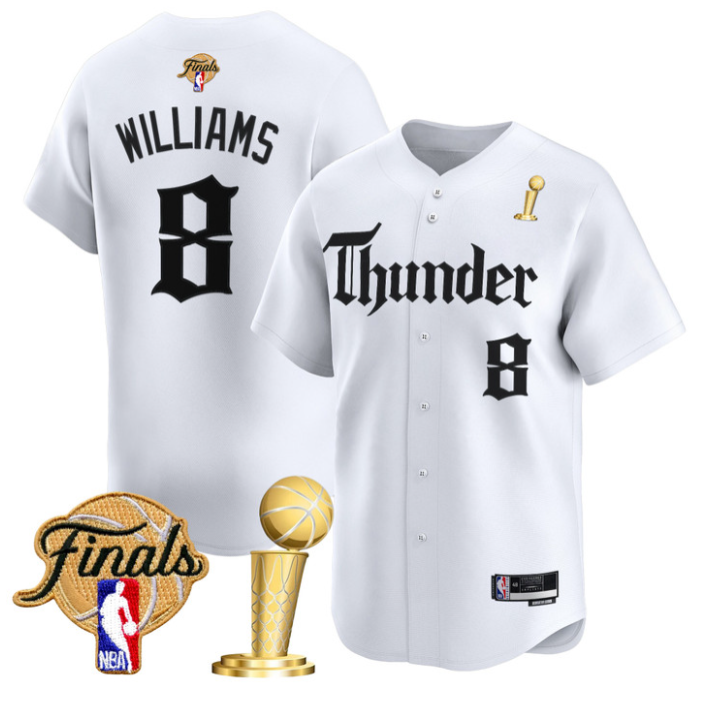 Jalen Williams Jersey #8 Oklahoma City Thunder Gothic Storm 2025 Champions