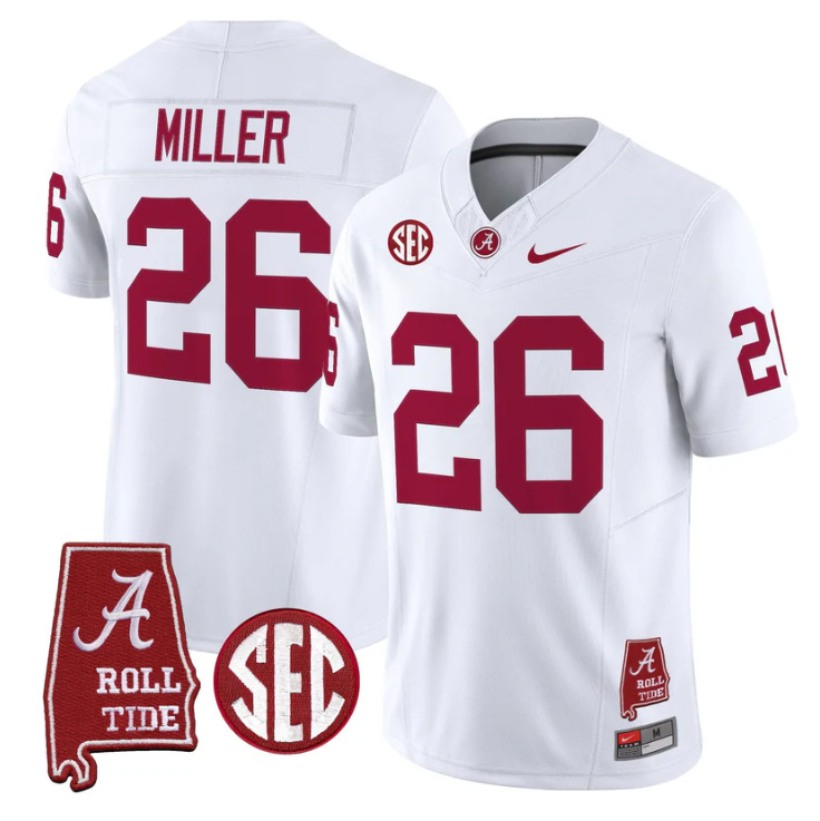 Jam Miller Jersey #26 Alabama Crimson Tide Throwback Map Stitched