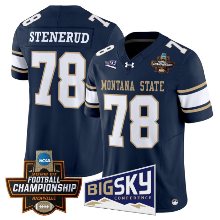 Jan Stenerud Jersey #78 Montana State Bobcats 2026 Football Championship Navy