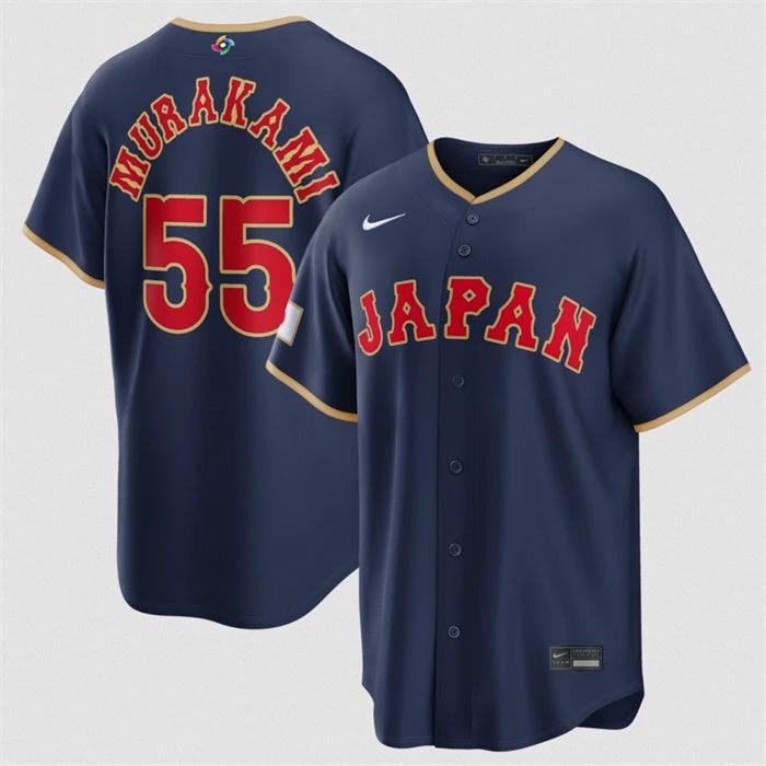 Japan Baseball #55 Munetaka Murakami Jersey Navy 2026 World Baseball Classic Road Stadium Stitched