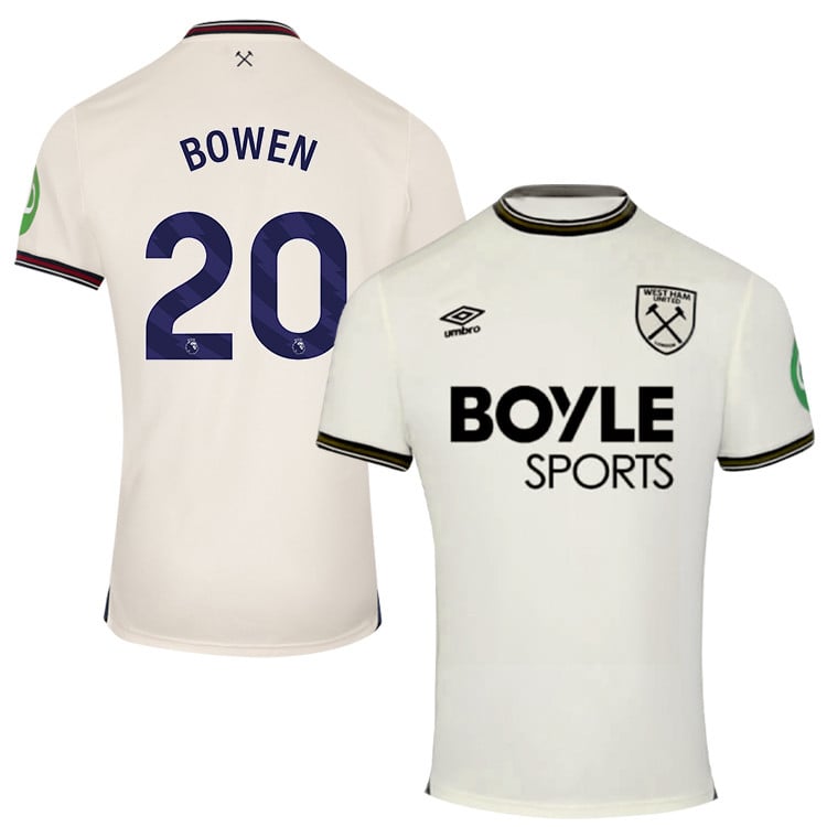 Jarrod Bowen #20 West Ham United 2025-26 Away Match Jersey – Cream