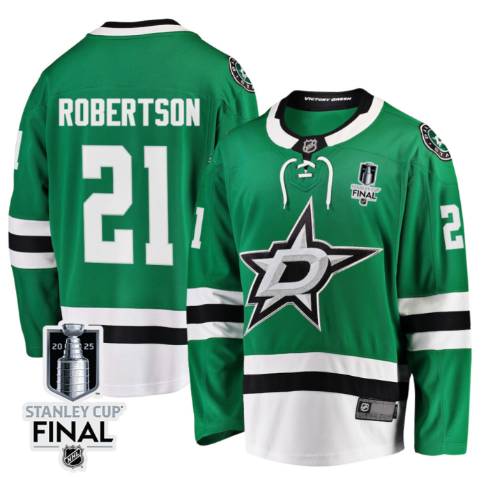 Jason Robertson 21 Dallas Stars 2025 STANLEY CUP Final Patch Home Men Jersey Black