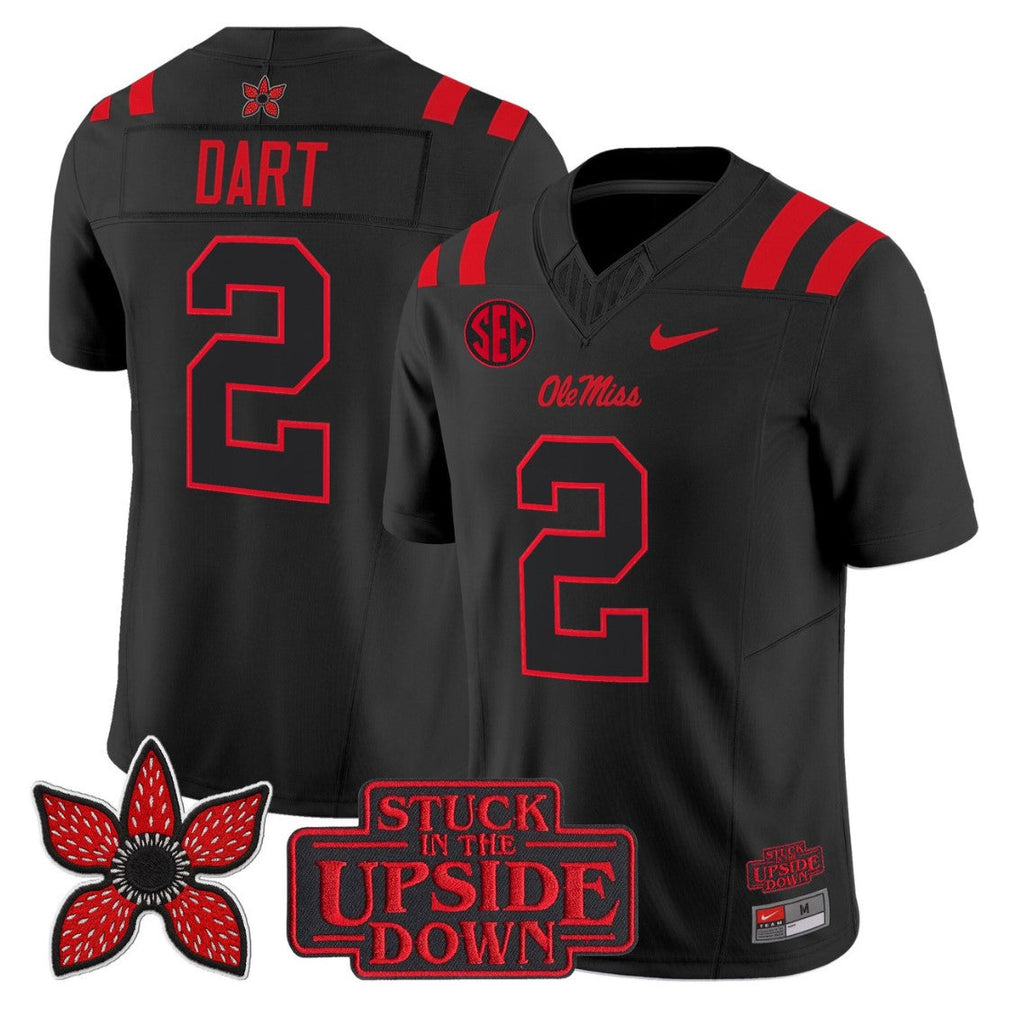 Jaxson Dart Jersey #2 Ole Miss Rebels Stranger Things Edition Limited Stitched
