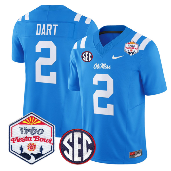 Jaxson Dart Jersey #2 Ole Miss Rebels 2026 Fiesta Bow Vapor Stitched