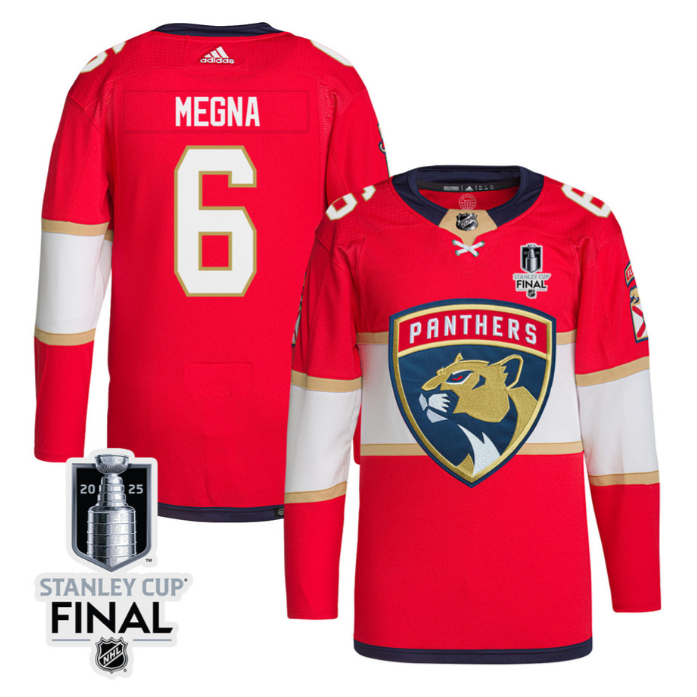 Jaycob Megna 6 Florida Panthers 2025 Stanley Cup Final Home Breakaway Men Jersey