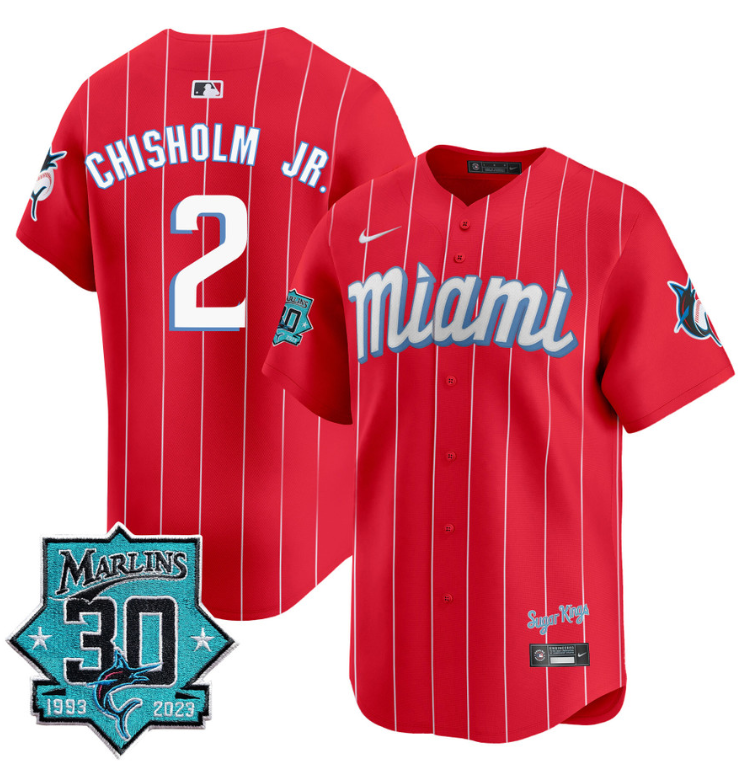 Jazz Chisholm Jr Jersey #2 Miami Marlins 30 Seasons Anniversary Patch Limited Stitched