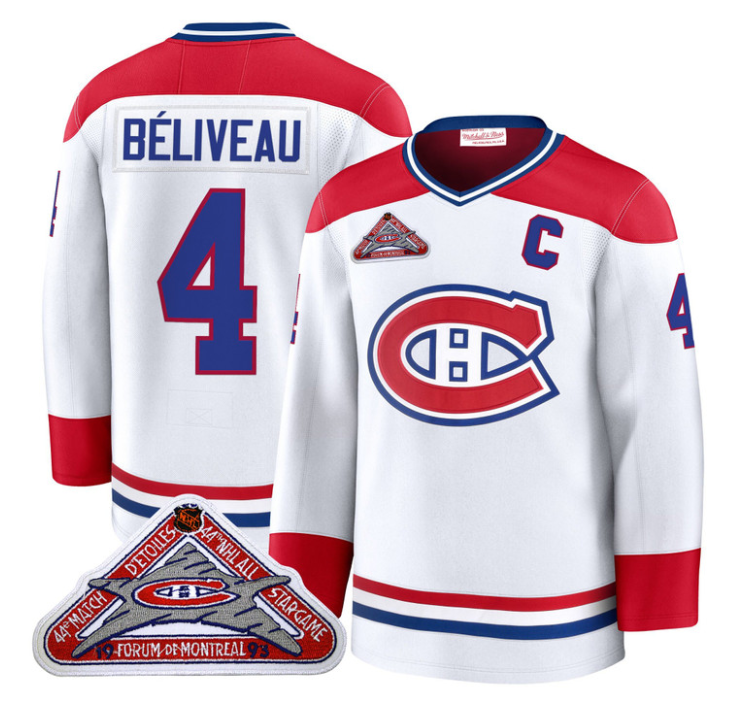 Jean Béliveau Jersey #4 Montreal Canadiens Timeless Premium Stitched 1992