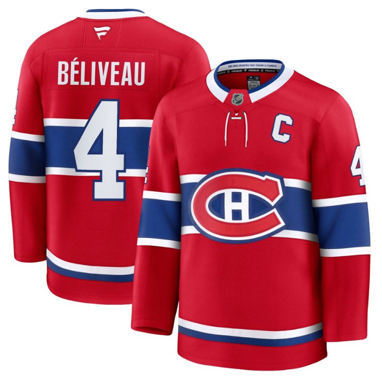 Jean Béliveau Jersey #4 Montreal Canadiens Timeless Premium Stitched 1992