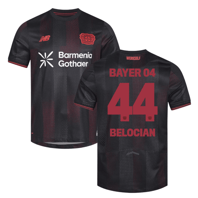 Jeanuel Belocian 44 Leverkusen 2025-26 Home Match Jersey – Black