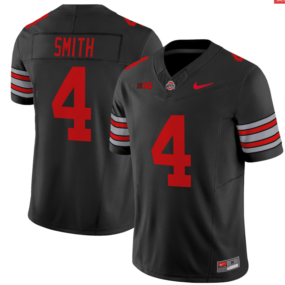 Jeremiah Smith Jersey #4 Ohio State Heritage Stripe 2025-26 Stitched Black