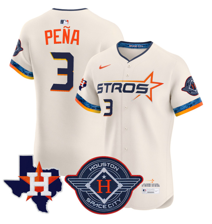 Jeremy Pena Jersey #3 Houston Astros 2025 City Connect Texas Patch Premier Elite Stitched