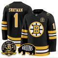 Jeremy Swayman Jersey #1 Boston Bruins Premium Zdeno Chara HOF Stitched