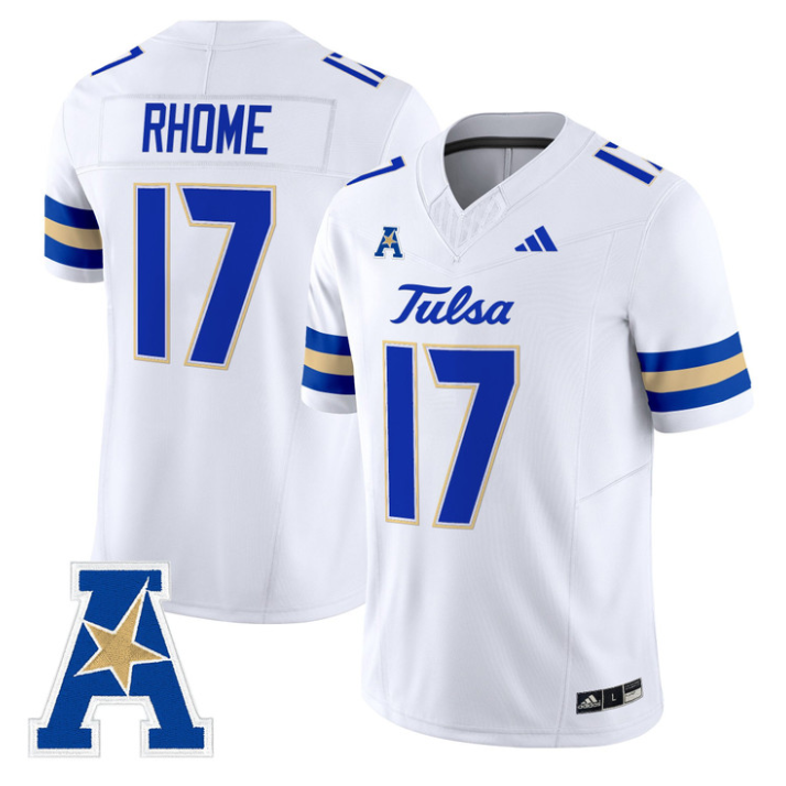 Jerry Rhome Jersey #17 Tulsa Golden Hurricane 2025 Vapor Stitched White