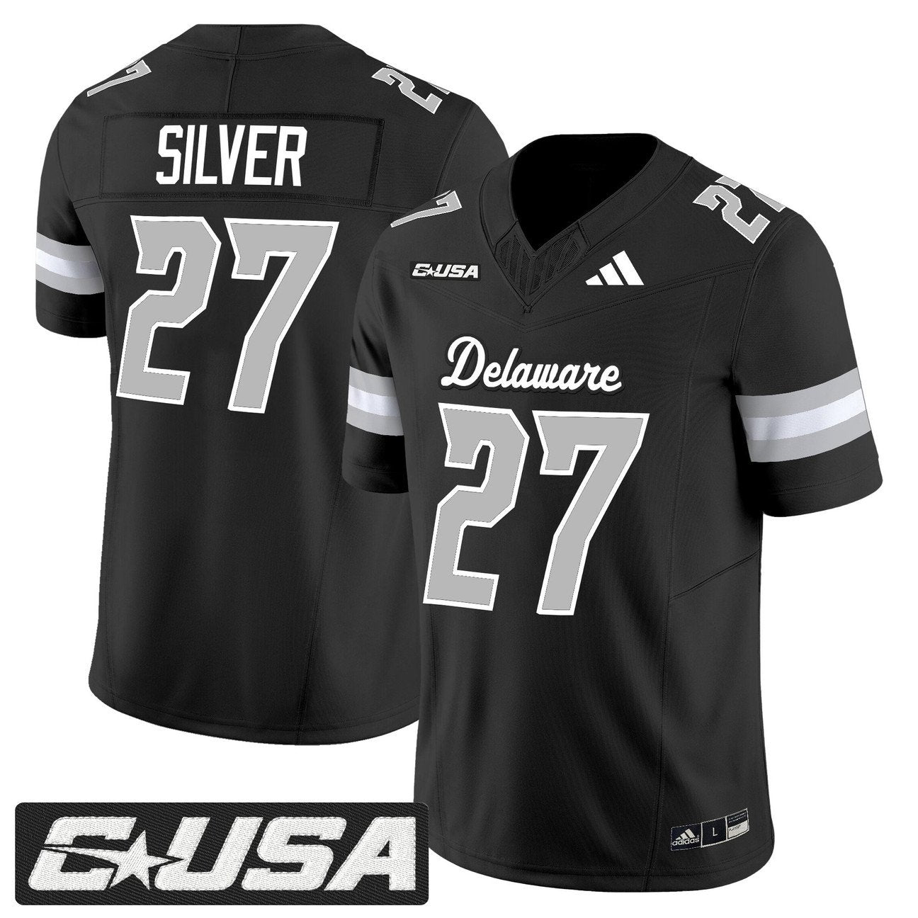 Jo Silver Jersey #27 Delaware Blue Hens 2025 Vapor Limited Stitched