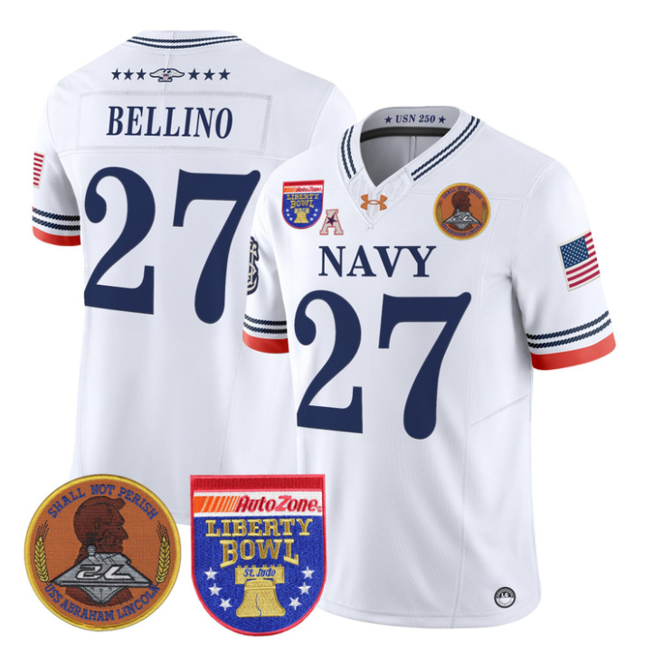 Joe Bellino Jersey #27 Navy Midshipmen 250th 2026 Liberty Bowl Stitched White