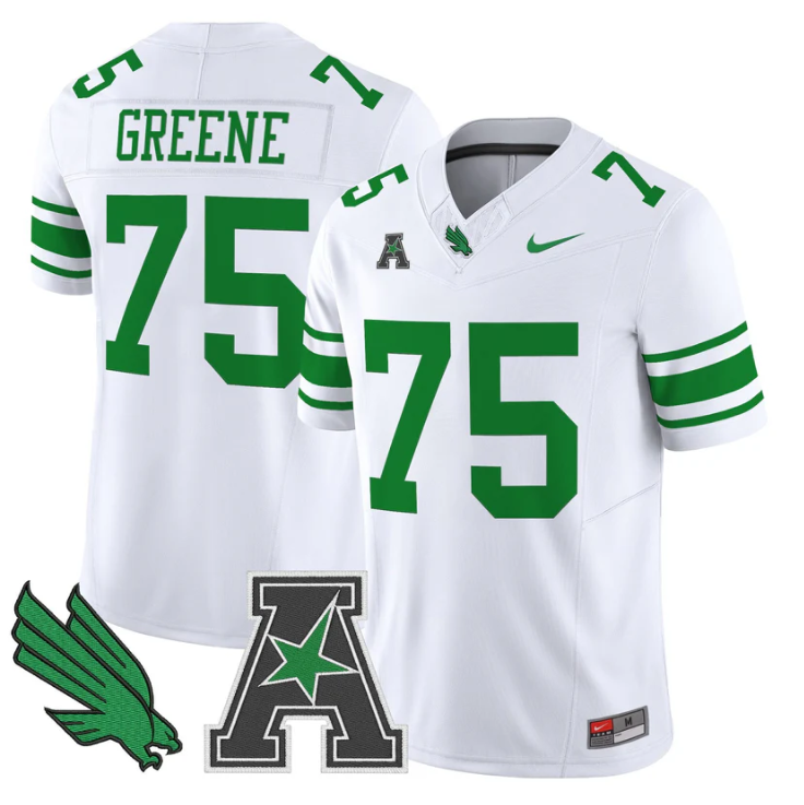 Joe Greene Jersey #75 North Texas Mean Green 2025 Vapor Stitched White