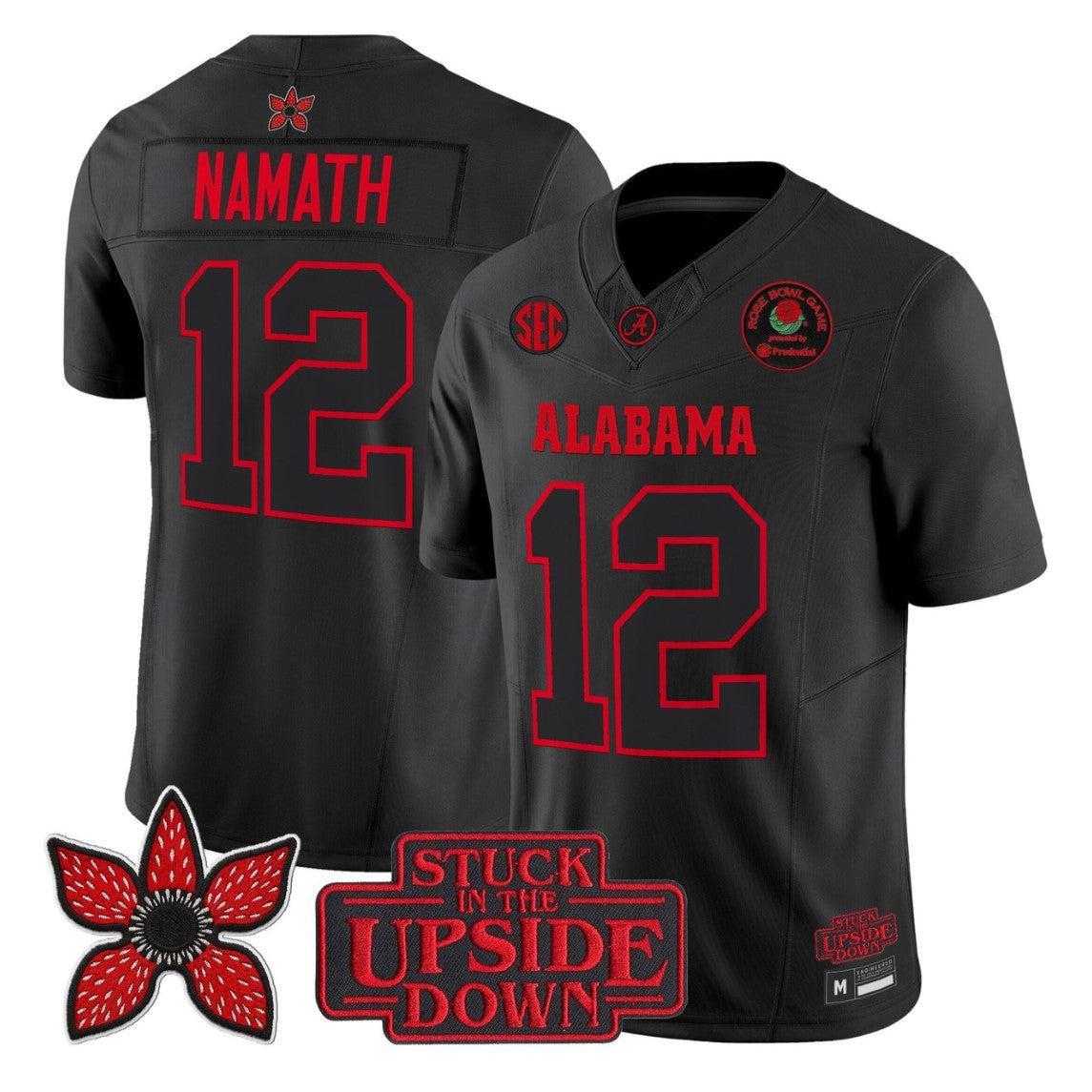Joe Namath Jersey #12 Alabama Crimson Stranger Things 2025 Rose Bowl Stitched